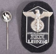 WWII SECOND WORLD WAR GERMAN LEIPZIG BREAST BADGE & SS STICK PIN