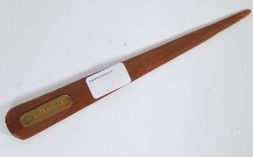 WWI NAVAL INTEREST - 1916 TEAK LETTER OPENER - HMS VALIANT