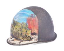WWII SECOND WORLD WAR US M1 HELMET WITH MEMORIAL ARTWORK