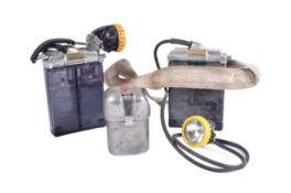 TWO VINTAGE BRITISH COAL MINING HEADLAMP BATTERY PACKS