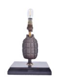 WWI FIRST WORLD WAR MILLS BOMB IN THE FORM OF A TABLE LAMP