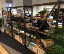 LARGE INDUSTRIAL AVIATION STYLE TRIPLE SECTION OAK BOOKCASE