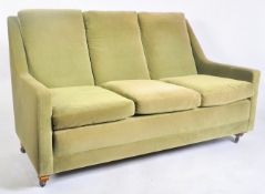 RETRO 20TH CENTURY GREEN UPHOLSTERED THREE SEATER SOFA