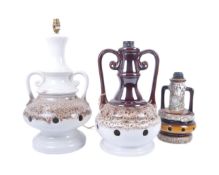 THREE RETRO WEST GERMAN FAT LAVA CERAMIC DESK LAMP