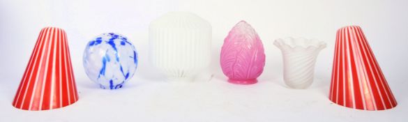 COLLECTION OF 20TH CENTURY OPALINE ART DECO LAMP SHADES