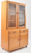ERCOL WINDSOR RETRO 1970s ELM DISPLAY CABINET DRESSER
