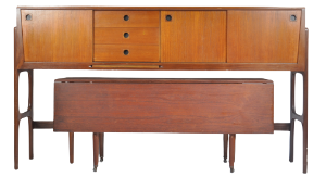 ELLIOTTS OF NEWBURY - 1960s TEAK SERVING HIGHBOARD & TABLE
