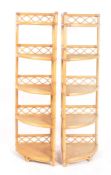 PAIR OF RETRO VINTAGE WICKER RATTAN CORNER SHELVES