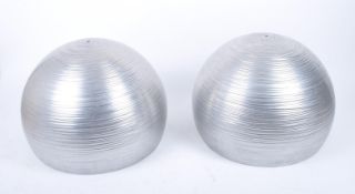 PAIR OF RETRO SPUN ALUMINIUM DOME INDUSTRIAL CEILING LIGHTS