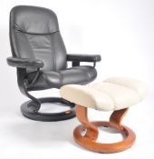 EKORNES X STRESSLESS - LEATHER SWIVEL ARMCHAIRS & FOOT STOOL
