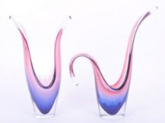 FLYGSFORS - COQUILLE - TWO MID CENTURY GLASS VASES