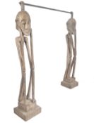 LARGE PAIR OF INTERIOR DESIGN CARVED WOOD STATUES