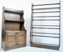 ERCOL - RETRO DARK BEECH & ELM WATERFALL BOOKCASE