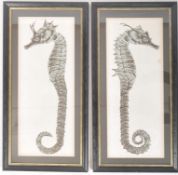 PAIR OF LARGE VINTAGE FRAMED & GLAZED SEAHORSE PRINTS