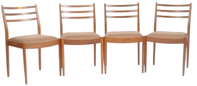 SET OF FOUR RETRO MID CENTURY G-PLAN TEAK FRAMED DINING CHAIRS