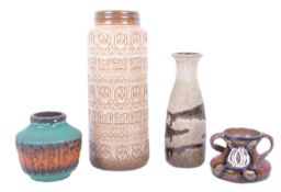 THREE RETRO MID CENTURY WEST GERMAN CERAMIC VASES T/W OTHER