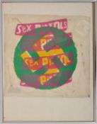 SEX PISTOLS - VINTAGE FRAMED AND GLAZED HANDKERCHIEF