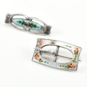 CHARLES HORNER - 1914 SILVER & ENAMEL BROOCH PIN WITH ANOTHER
