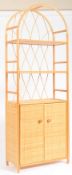 RETRO 1970s WICKER BAMBOO ARCH TOP BOOKCASE