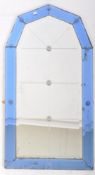 RETRO MID CENTURY VENETIAN COBALT & CLEAR GLASS MIRROR