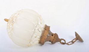 VINTAGE 1960S GLASS 7 METAL CEILING PENDANT LIGHT