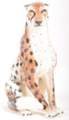 LARGE MID CENTURY ITALIAN MAJOLICA FLOOR LEOPARD STATUE