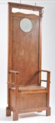 VINTAGE 1940S ART DECO OAK UPRIGHT HALL STAND SETTLE