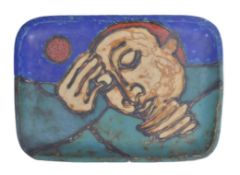 MARTHA ALLEN - 1991 - 'SLEEPING' - STUDIO ART POTTERY PLATE