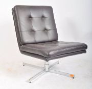 CONTEMPORARY DARK BROWN LEATHER LOUNGE CHAIR