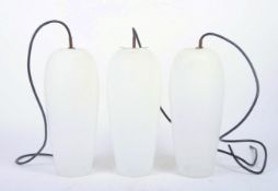 SET OF THREE RETRO MID CENTURY MILK GLASS SKITTLE CEILING LIGHTS