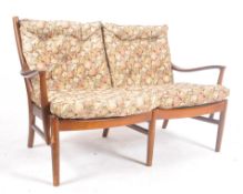 MID CENTURY TEAK FRAMED PARKER KNOLL TWO SEAT SETTEE
