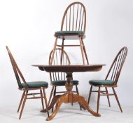 ERCOL - CHESTER - RETRO 1970S DARK BEECH & ELM DINING SUITE