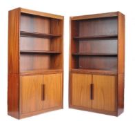 DYRLUND - PAIR OF RETRO 1960S TEAK DANISH BOOKCASE CABINETS