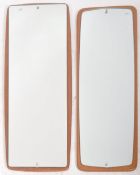 TWO RETRO MID CENTURY 1960S TEAK FRAMED ATOMIC STYLE MIRRORS