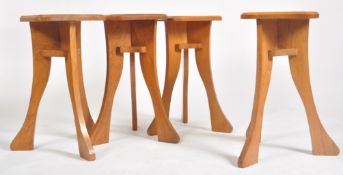FOUR ARTS & CRAFTS INSPIRED OAK WOOD STOOLS