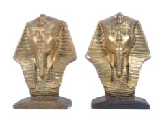 PAIR OF VINTAGE PLASTER TUTANKHAMUN PHARAOH HEADS