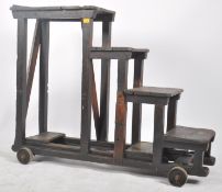 LARGE EARLY 20TH CENTURY WOODEN INDUSTRIAL MILL STEP LADDER