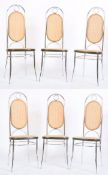 SIX RETRO CIRCA 1970S CHROME & RATTAN THONET STYLE CHAIRS