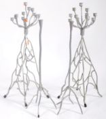 SET OF FOUR VINTAGE BRUTALIST STYLE FLOOR CANDELABRAS