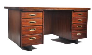 RETRO AFROMOSIA TEAK TWIN PEDESTAL OFFICE DESK
