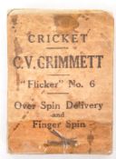 CRICKET - C. V. GRIMMETT - FLICKER NO.6 FLICK BOOK