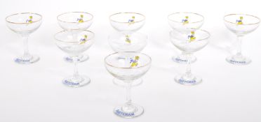 NINE VINTAGE BABYCHAM COCKTAIL COUPE GLASSES