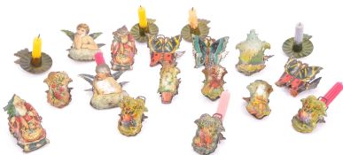 19TH CENTURY CHRISTMAS TREE TIN PLATE CLIP CANDLE HOLDERS