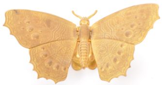 19TH CENTURY AVERY BRASS BUTTERFLY NEEDLE CASE