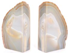 PAIR OF 20TH CENTURY BRAZILIAN AGATE BOOK ENDS