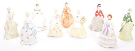 NINE ROYAL WORCESTER AGE OF ROMANCE CHINA LADY FIGURES