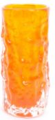 A VINTAGE RETRO WHITEFRIARS TANGERINE ART GLASS BARK VASE