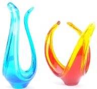 A PAIR OF VINTAGE RETRO MURANO GLASS SPLASH SCULPTURES