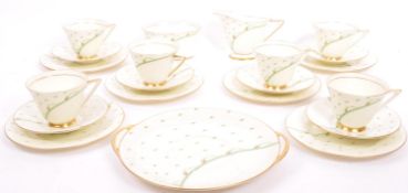 1930'S ART DECO 'YVONNE' 21 PIECE TEA SET BY ROYAL DOULTON