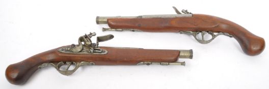 PAIR OF 18TH CENURY REPLICA FLINTLOCK PISTOLS